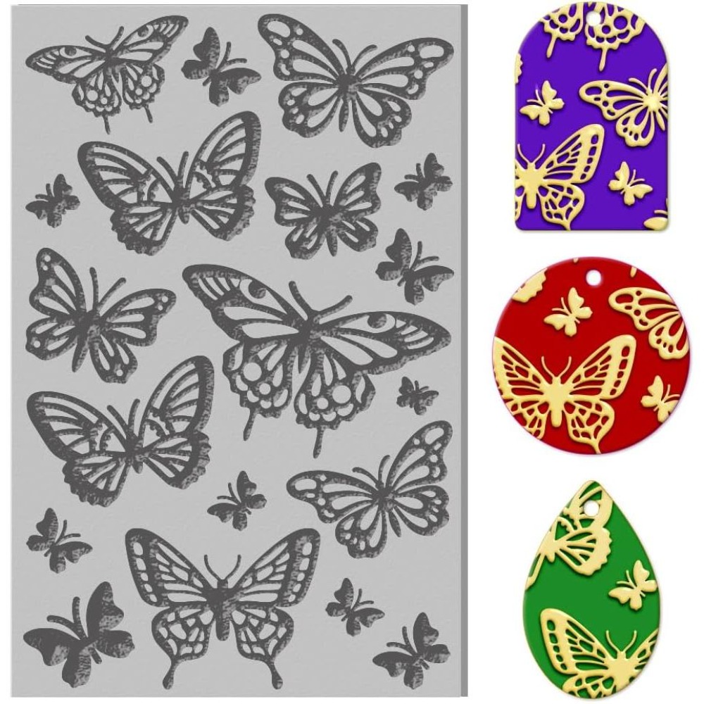 Butterfly Rubber Sheet - Schmetterlings-Polymer-Clay-Texturplatten, Gummi-Clay-Texturmatten, Polymer-Clay-Texturwerkzeuge für DIY-Stempelkunst und