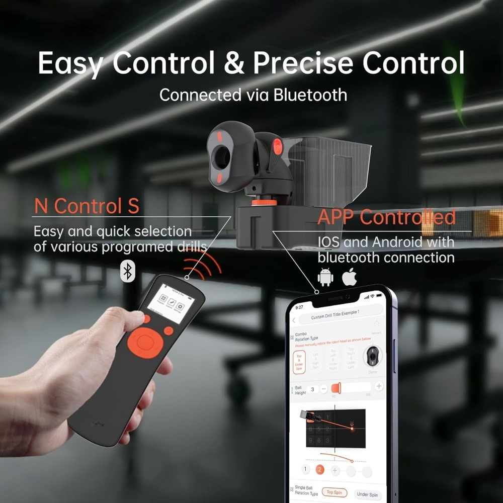 Table Tennis App - Meistverkaufter Tragbarer Tischtennis-Roboter mit APP-Steuerung, 264