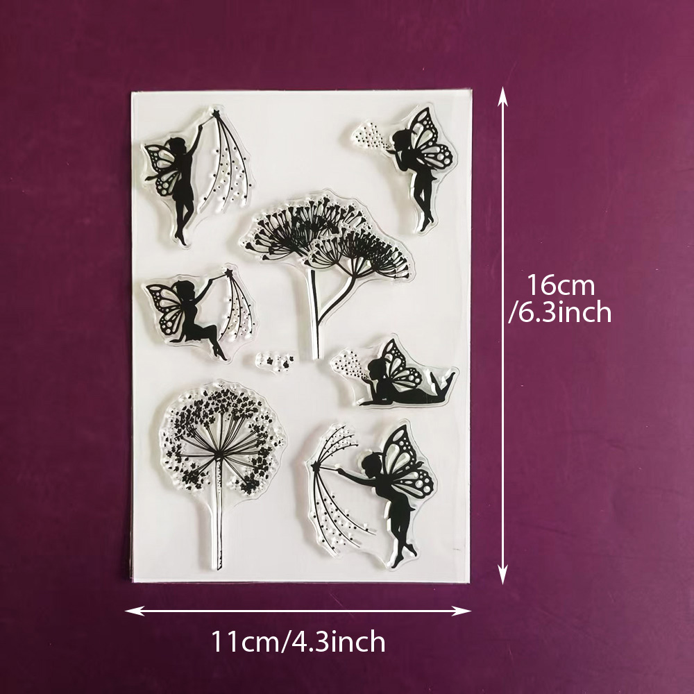 Klare Stempel mit Elfen-, Blum – Butterfly Rubber Sheet Bewertung und Preis