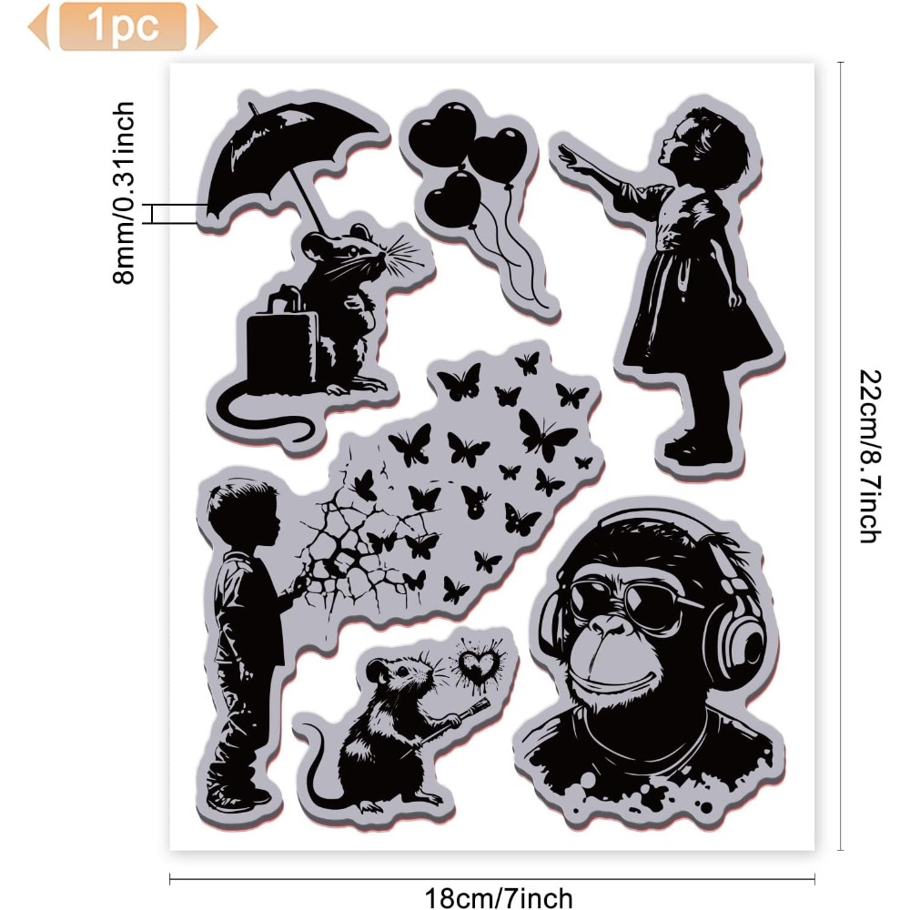 Graffiti Balloon Monkey Cling  – Butterfly Rubber Sheet Bewertung und Preis
