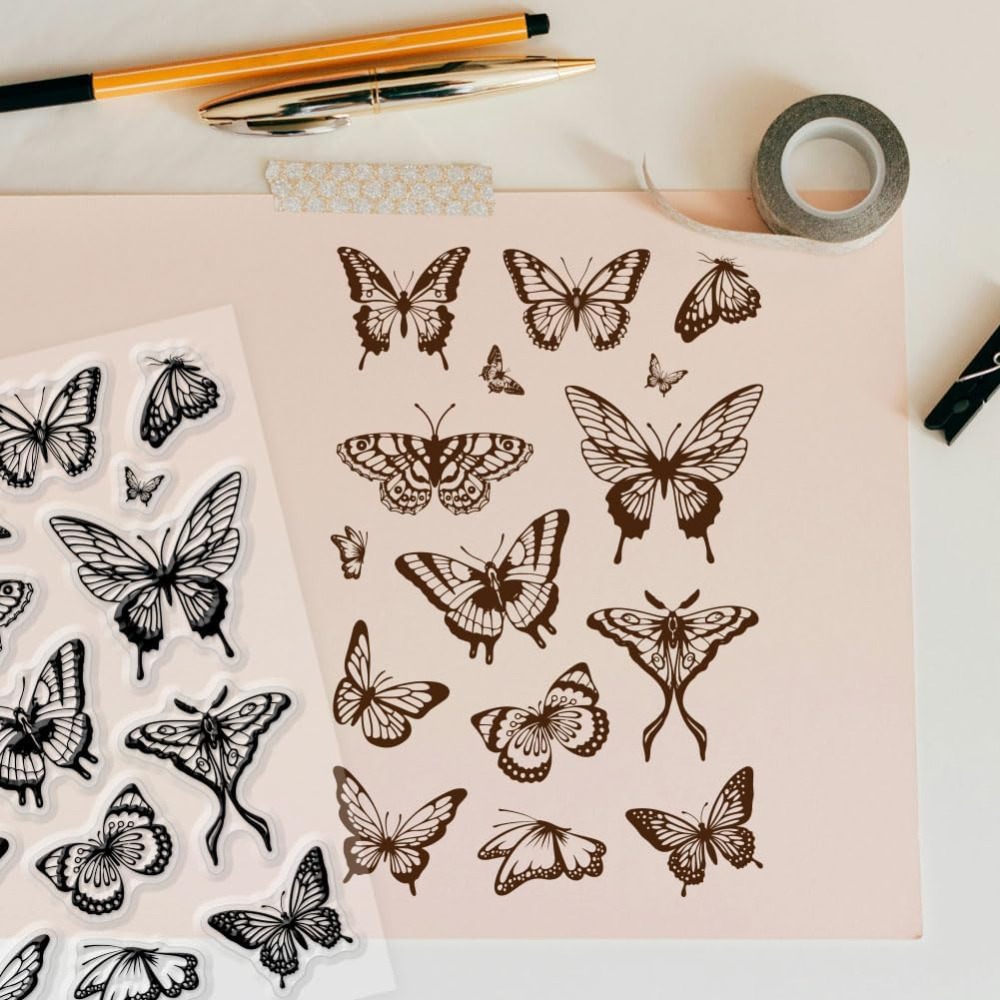 1 Blatt transparenter Stempel  – Butterfly Rubber Sheet Bewertung und Preis