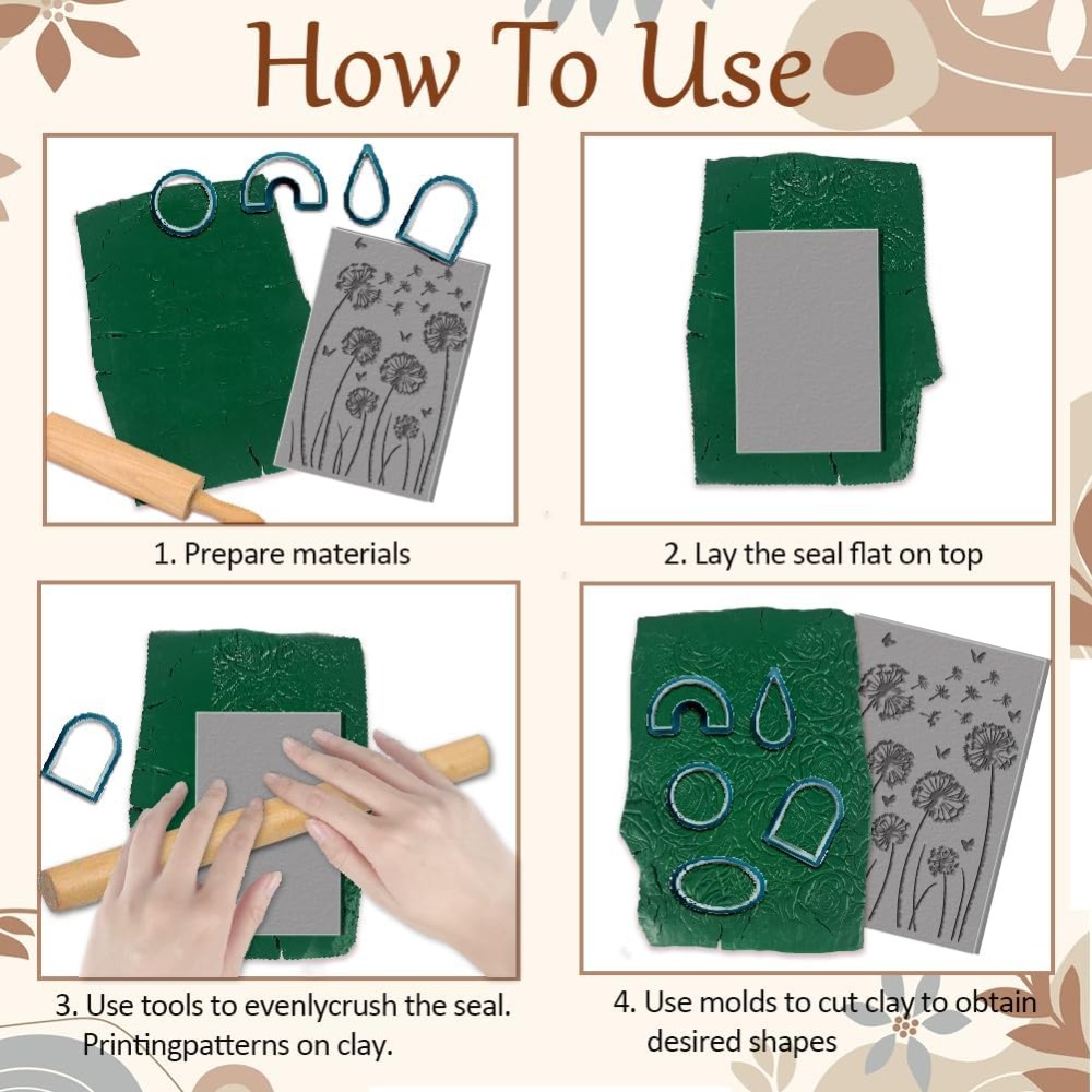 4 Blatt Löwenzahn-Ton-Texturma – Butterfly Rubber Sheet Bewertung und Preis